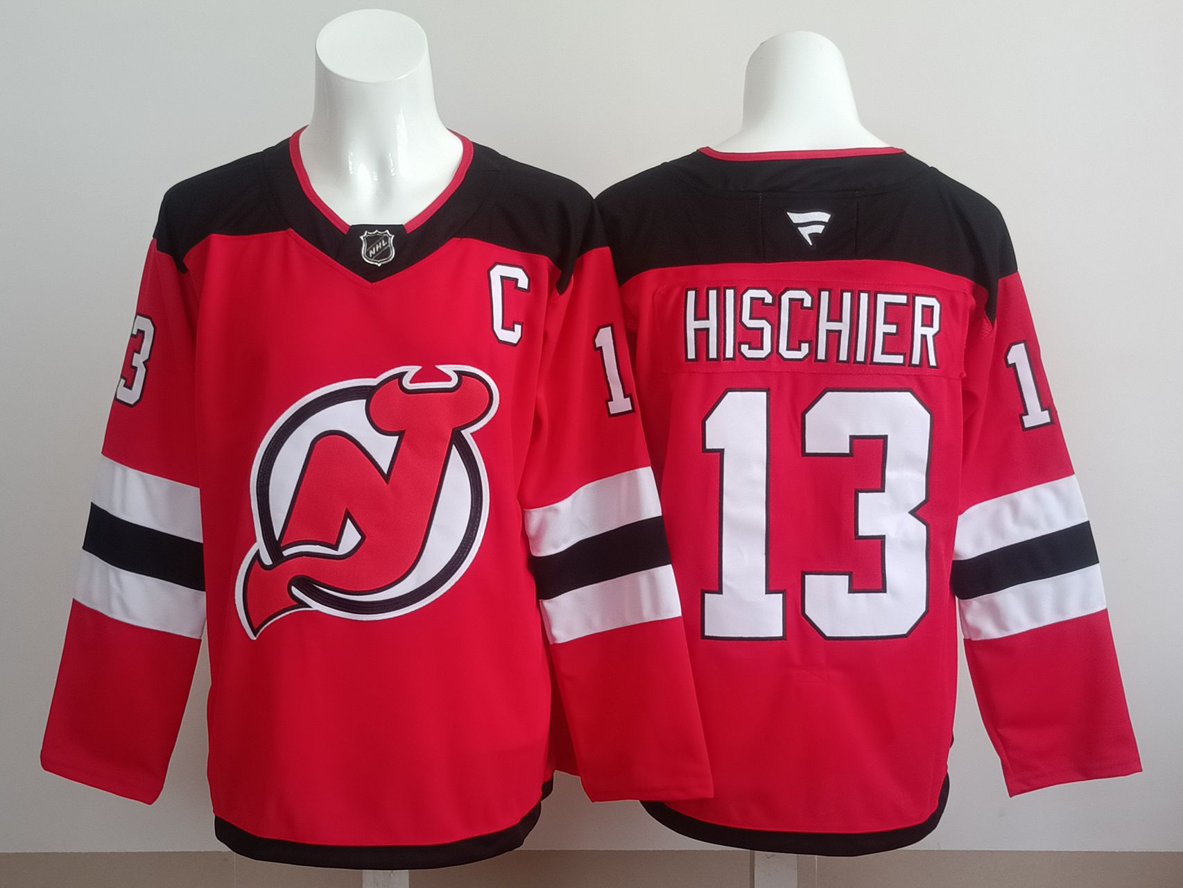 Men 2025 New Jersey Devils #13 Hischier Red NHL Jersey style 01-0